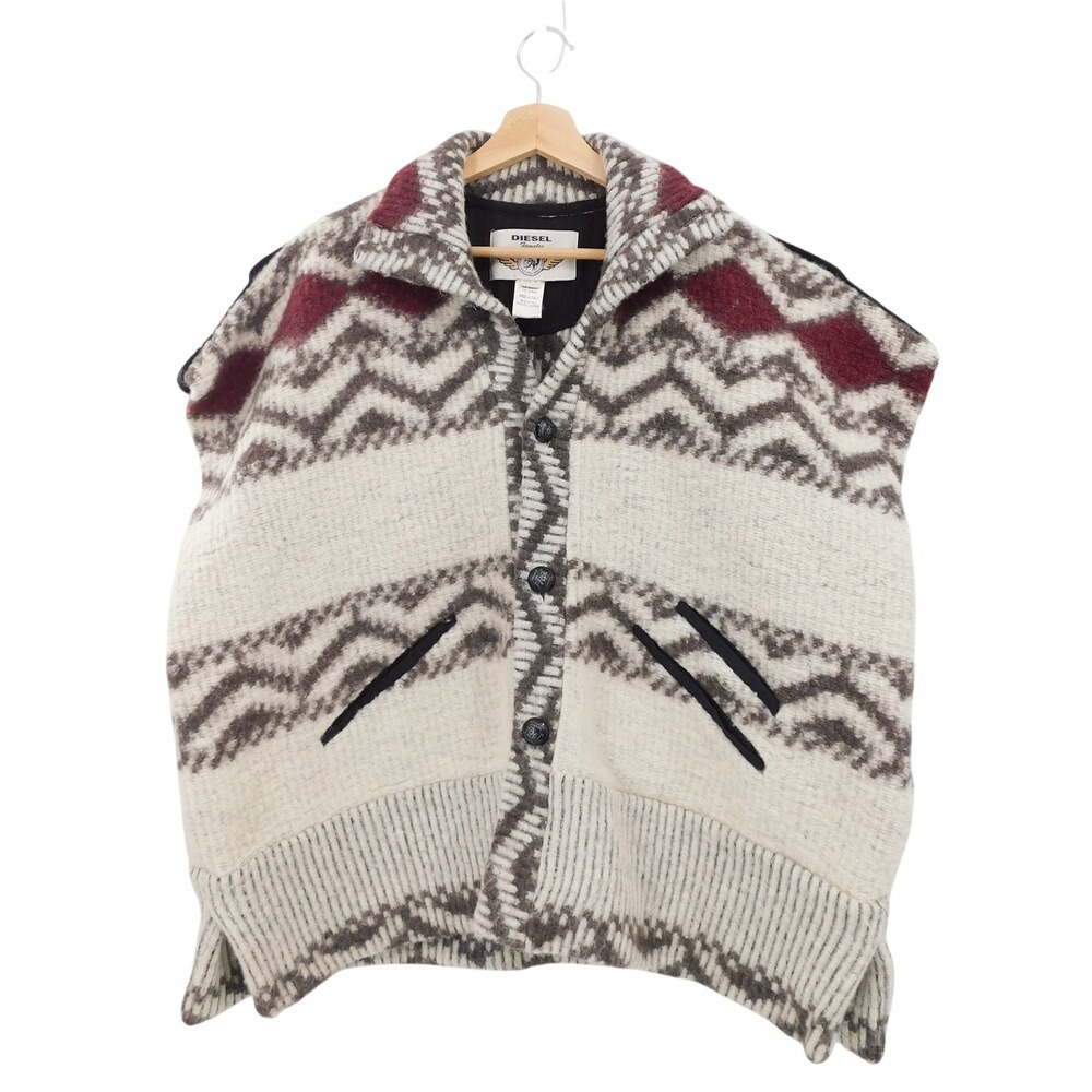 Diesel Women's‎ Wool Blend Aztec Knit Sleeveless Cardigan Vest
